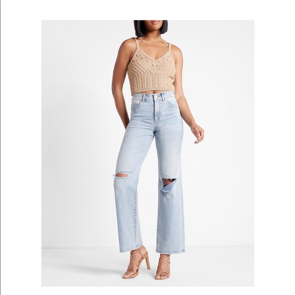 NWT Express Crochet Knit Cropped Sweater Cami - Picture 3 of 7